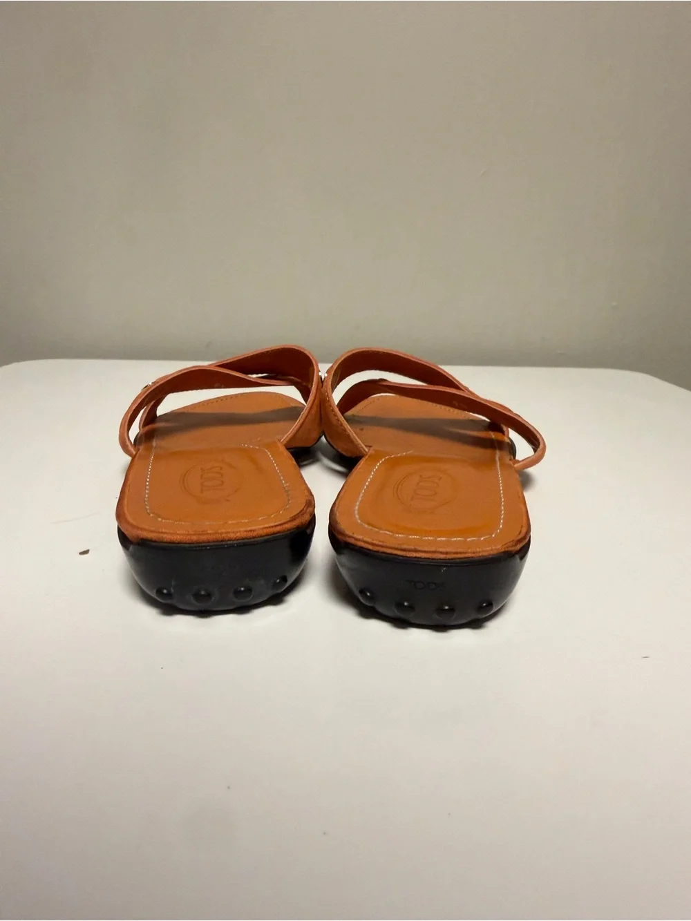 TOD's Orange Leather Sandals Slip On Made In Italy Women’s US 9.5 UK 6.5 EU 39.5